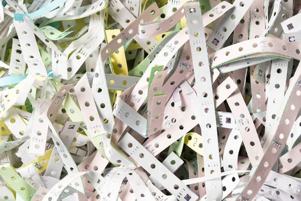 Discarded Paper Edges Fanfold Continuous Stationery Recycle Reuse Shockproof Material — Stockfoto