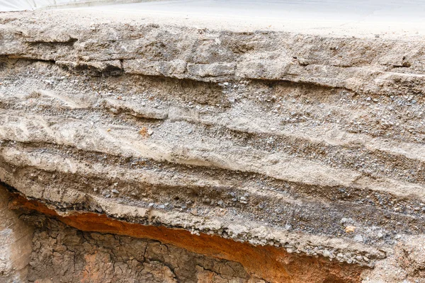 Soil layers under asphalt road — Stock Photo, Image