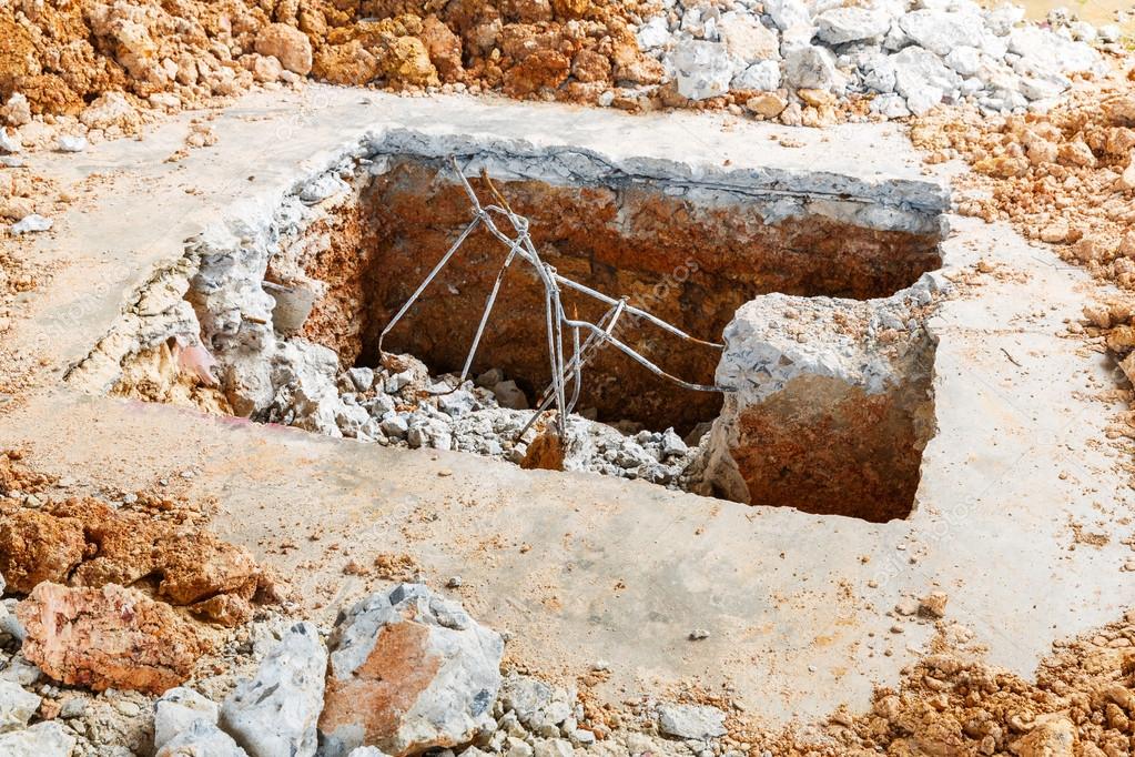 Digging Hole On Concrete Floor Stock Photo C Smuayc 59185863