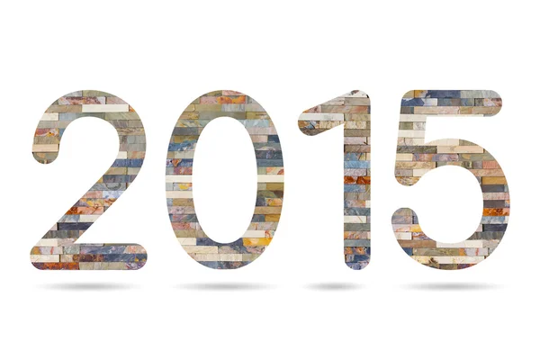 2015 numeric from colorful stone wall tiles texture — Stock Photo, Image