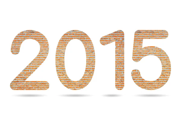 2015 numeric from Thai Red brick wall background — Stock Photo, Image