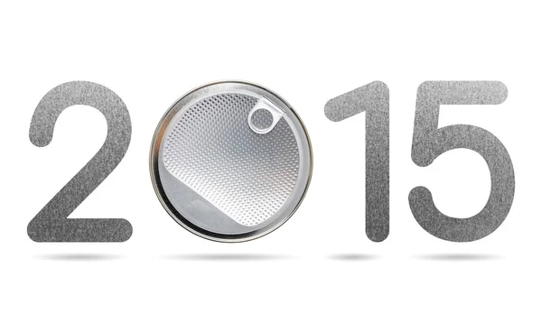 2015 numeric from aluminum foil seal and metal texture — Stock Photo, Image