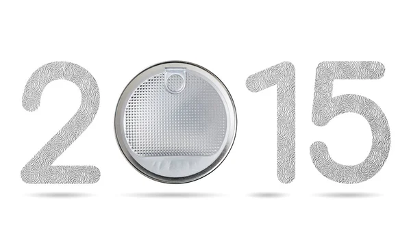 2015 numeric from aluminum foil seal and metal plate texture — Stock Photo, Image