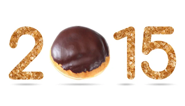 2015 numeric from natural sugar and donut topped by chocolate ic — Stock Photo, Image