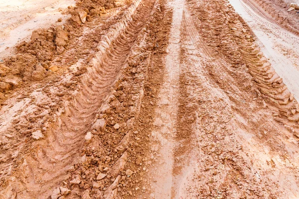 Tire track on lateritic soil — Stock Photo, Image