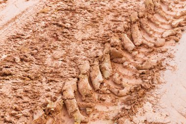 Lateritic toprak yolda lastik