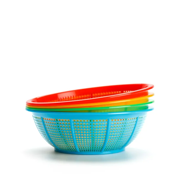Colorful plastic baskets — Stock Photo, Image