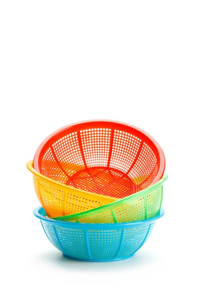 Colorful plastic baskets — Stock Photo, Image