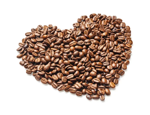 Herzform aus Kaffeebohnen — Stockfoto