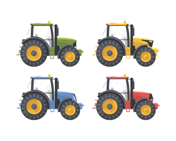 Tractor Set Vector Flat Illustarion Agriculture Machine Collection — Stock Vector