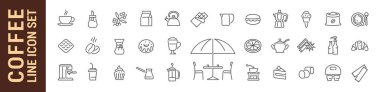 Coffee vector isolated line icon set. Coffe & dessert. Collection clipart