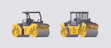 Vector isolated backhoe loader & excavator. Illustration. Collection clipart