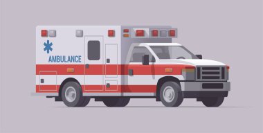Ambulans acil durum kamyonu. Kurtarma aracı. İzole bir illüstrasyon. Koleksiyon
