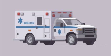 Ambulans acil durum kamyonu. Kurtarma aracı. İzole bir illüstrasyon. Koleksiyon