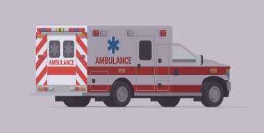 Ambulans acil durum kamyonu. Kurtarma aracı. İzole bir illüstrasyon. Koleksiyon