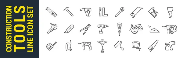 Symbolsatz Für Tools Line Vektor Isolierte Bauwerkzeuge Sammlung — Stockvektor