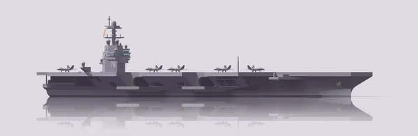 Avcı Gemileriyle Birlikte Uçak Gemisi Vektör Çizimi Koleksiyon — Stok Vektör