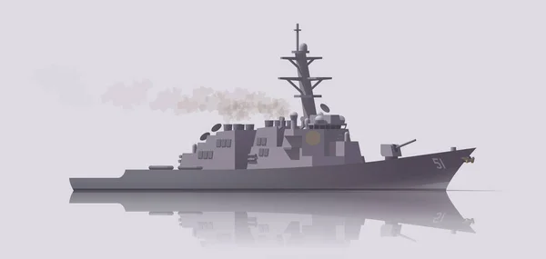Válečná Loď Destruktorů Nosič Raket Vektorová Ilustrace Kolekce — Stockový vektor