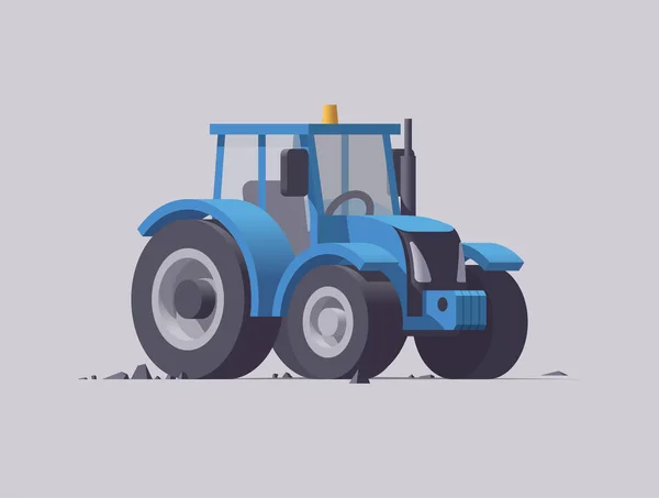 Tractor Azul Aislado Sobre Fondo Gris Ilustración Vectorial — Vector de stock