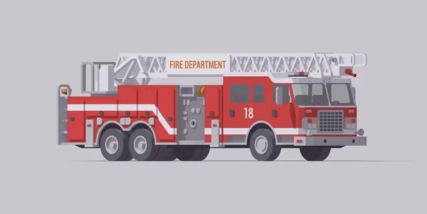 Vector Red Fire Truck Ladder Rescue Fire Engine Isolated Illustration — Stock Vector