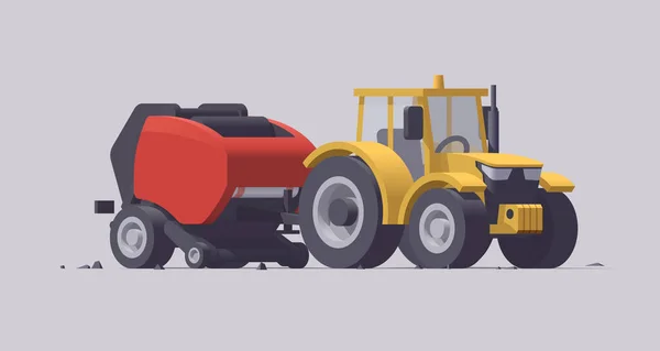 Vector Traktor Rundballenpresse Isolierte Illustration Sammlung — Stockvektor