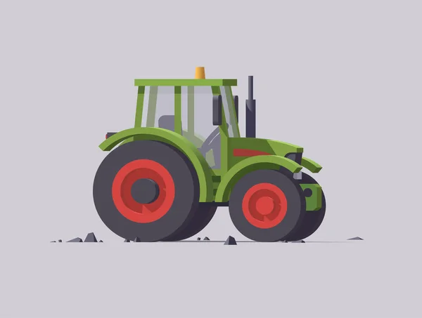 Vektorzöld Traktor Piros Kerekekkel Oldalnézetből Elszigetelt Illusztráció Gyűjtés — Stock Vector