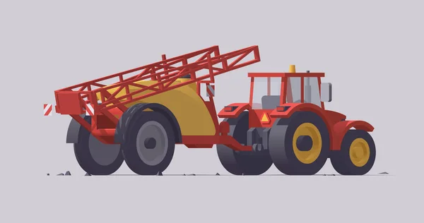 Vektorový Traktor Postřikovač Zadní Pohled Izolovaná Ilustrace Kolekce — Stockový vektor