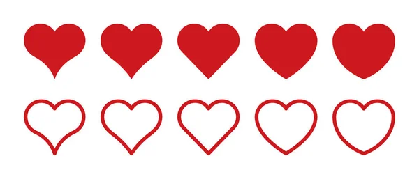 Coeurs Vectoriels Serrés Symboles Cardiaques Plats Linéaires Illustration Isolée Collecte — Image vectorielle