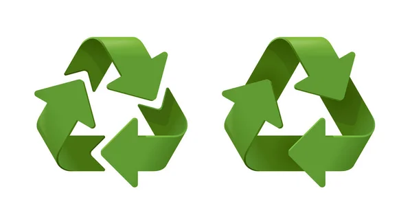 Conjunto Símbolos Reciclaje Realista Vectorial Iconos Verdes Sobre Fondo Blanco — Vector de stock