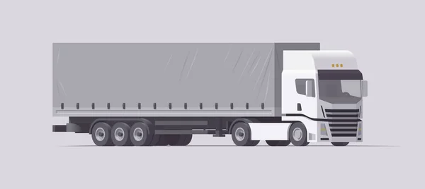 Semi Caminhão Transportando Reboque Tenda Trator Europeu Isolado Ilustração Vetorial — Vetor de Stock