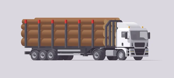 Semi Camion Transportant Une Remorque Bois Tracteur Européen Isolé Illustration — Image vectorielle