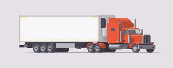 Półciężarówka Wioząca Przyczepę Lodówką Odizolowany Amerykański Ciągnik Retro Ilustracja Wektora — Wektor stockowy