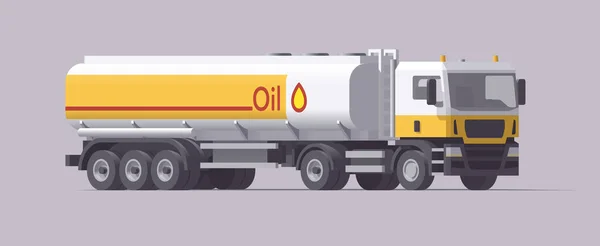 载满油罐拖车的半卡车 孤立的欧罗巴拖拉机矢量图解 — 图库矢量图片
