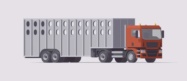 Semirremolque Transporte Ganado Tractor Europeo Aislado Ilustración Vectorial Colección — Vector de stock