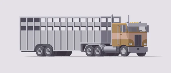 Semi Camion Transportant Remorque Bétail Tracteur Rétro Américain Isolé Illustration — Image vectorielle