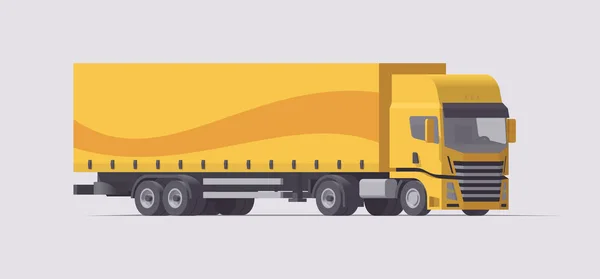 Κίτρινο Φορτηγό Που Μεταφέρει Ρυμουλκούμενο Απομονωμένο Ευρωπαϊκό Τρακτέρ Εικονογράφηση Διανύσματος — Διανυσματικό Αρχείο