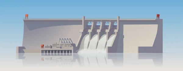 Central Hidroeléctrica Estação Energia Fundo Branco Ilustração Vetorial Recolha Gráficos De Vetores