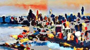 Chicago Renkli soyut dijital sanat eserleri