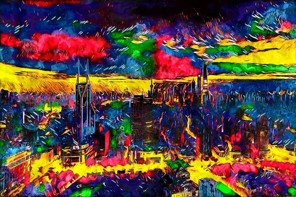 City Colored abstract digital artwork