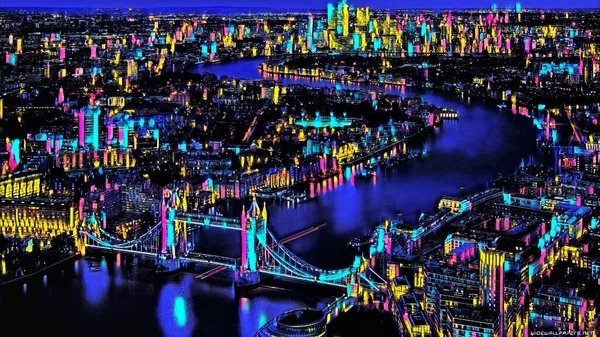 Londra Renkli dijital sanat eserleri