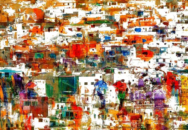 Evler - Renkli soyut dijital sanat eserleri