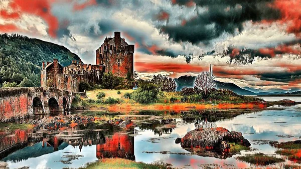 Castillo Escocia Pintura Digital —  Fotos de Stock