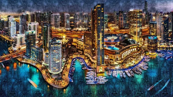 Dubai Emirati Arabi Uniti Pittura Digitale Fotografia Stock