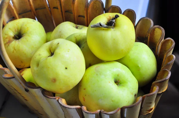 Ripe autumn apples in the basket. — Stock Photo, Image