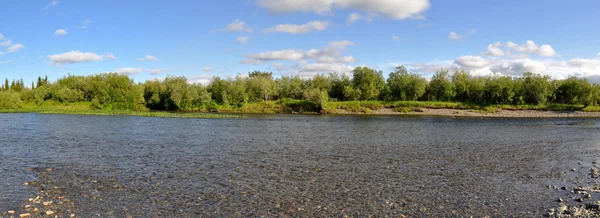Panoramic river landscape in the polar Urals. — Stock Photo, Image