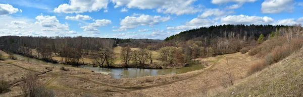 Panorama of the spring river. — Stock Photo, Image