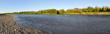 Panoramik nehir manzara polar Urallarda. 