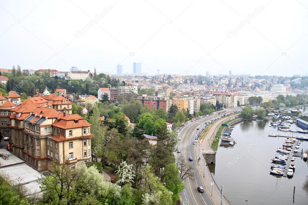 Prague, the embankment of the Vltava river. 