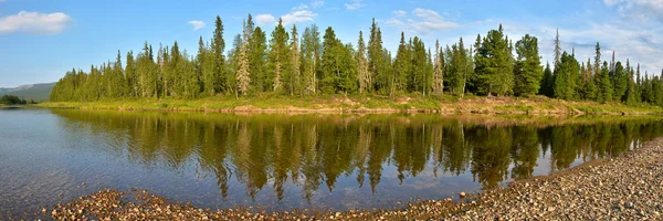 Panorama of the taiga river in the national Park. — Stock Photo, Image