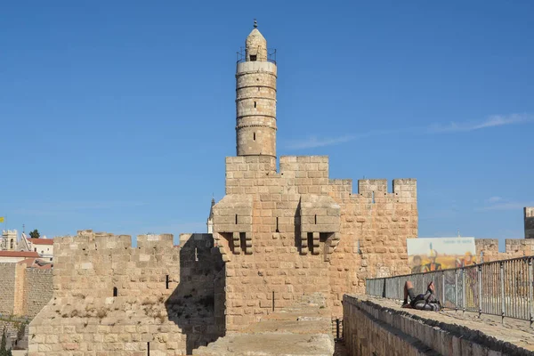 ダビデの塔 エルサレム旧市街の有名なミナレット — ストック写真